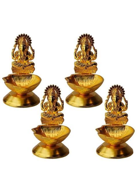 Betterminds Gold Metal Return Gifts Women Ganesh Diya Housewarming Returngifts Wedding Gifts Pack of 4