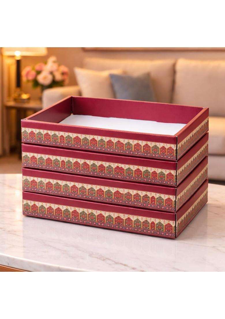 Satyam Kraft 6 Pcs Multipurpose Folding Cardboard Gift Box Premium Paper Hamper Empty DIY Tray for Wedding - Indya