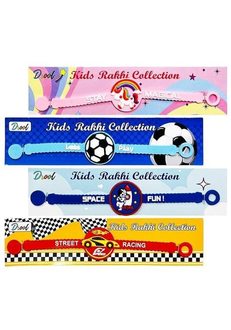 Parteet Cartoon Theme Rakhi Bands for Kids Skin Safe Wrist Bands Silicone Snap Band for Boys and Girls