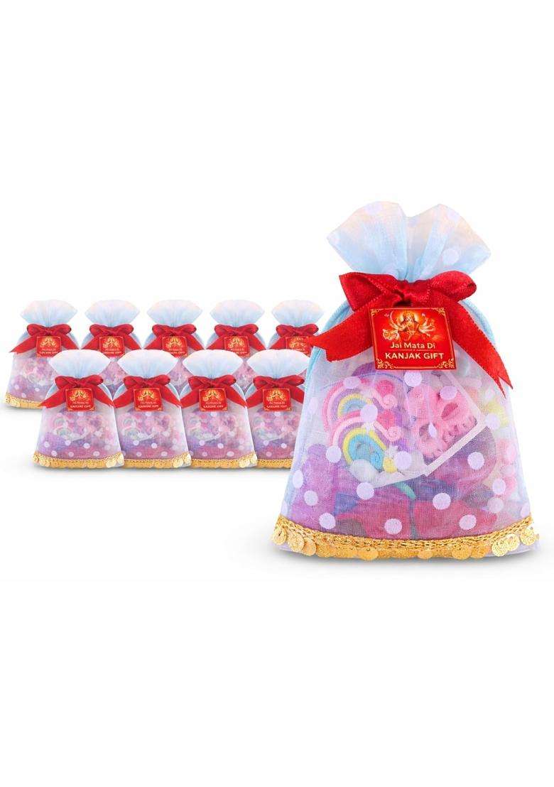 Kanjak Return Gift Potli Navratri Kanya Pujan Gift Bags Pack of 12 - Indya