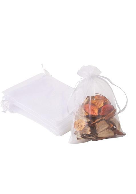 Swastikart 17X23 Cms White Colour Transparent Plain Organza Return Favour Potli Bags Shagun Pouches Pack of 50