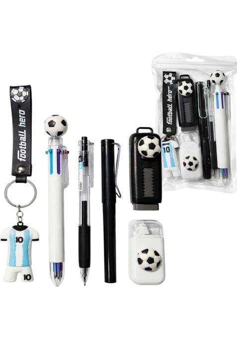 Samvardhan 6 Pc Combo Football Stationery Set for Kids School Supplies Kit with Multicolor Pen Eraser Pencil
