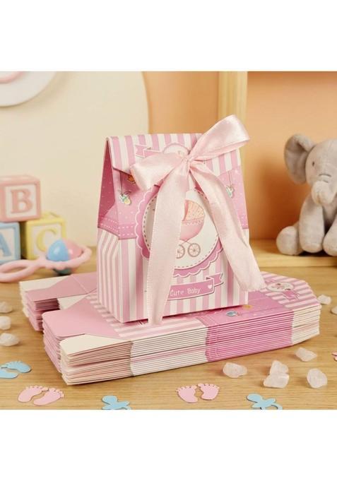 Funblast 20 Pcs Small Baby Shower Gift Box with Ribbon Decorative Paper Folding Gift Boxes