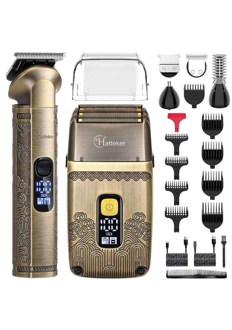 Hatteker Professional Hair Clipper Electric Razor Foil Shavers for Men Body Nose Ear Hair Grooming Kit - Indya