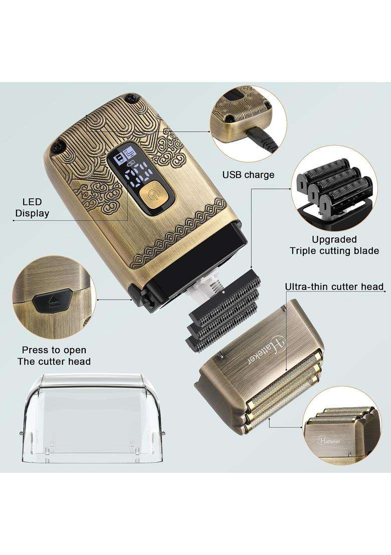Hatteker Professional Hair Clipper Electric Razor Foil Shavers for Men Body Nose Ear Hair Grooming Kit - Indya