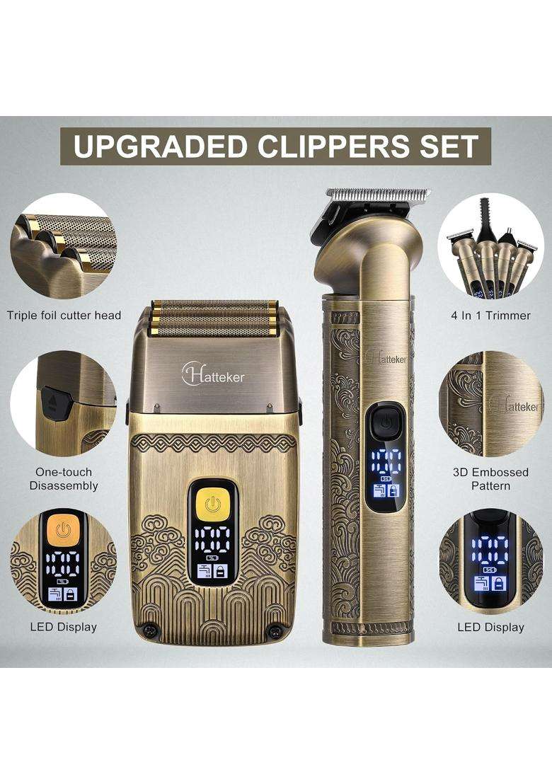 Hatteker Professional Hair Clipper Electric Razor Foil Shavers for Men Body Nose Ear Hair Grooming Kit - Indya