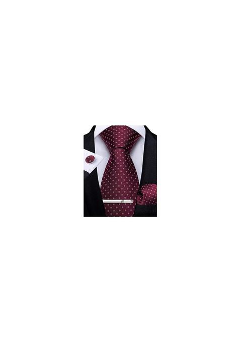 Dibangu Plaid Tie Mens Silk Tie and Pocket Square Cufflinks Tie Clip Set Wedding Business