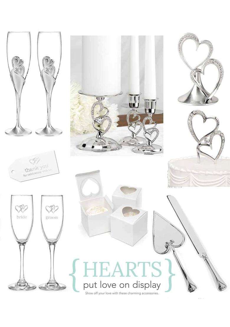 Hortense B Hewitt Multicolor Wedding Accessories Linked Heart Bride and Groom Champagne Toasting Set of 2 - Indya