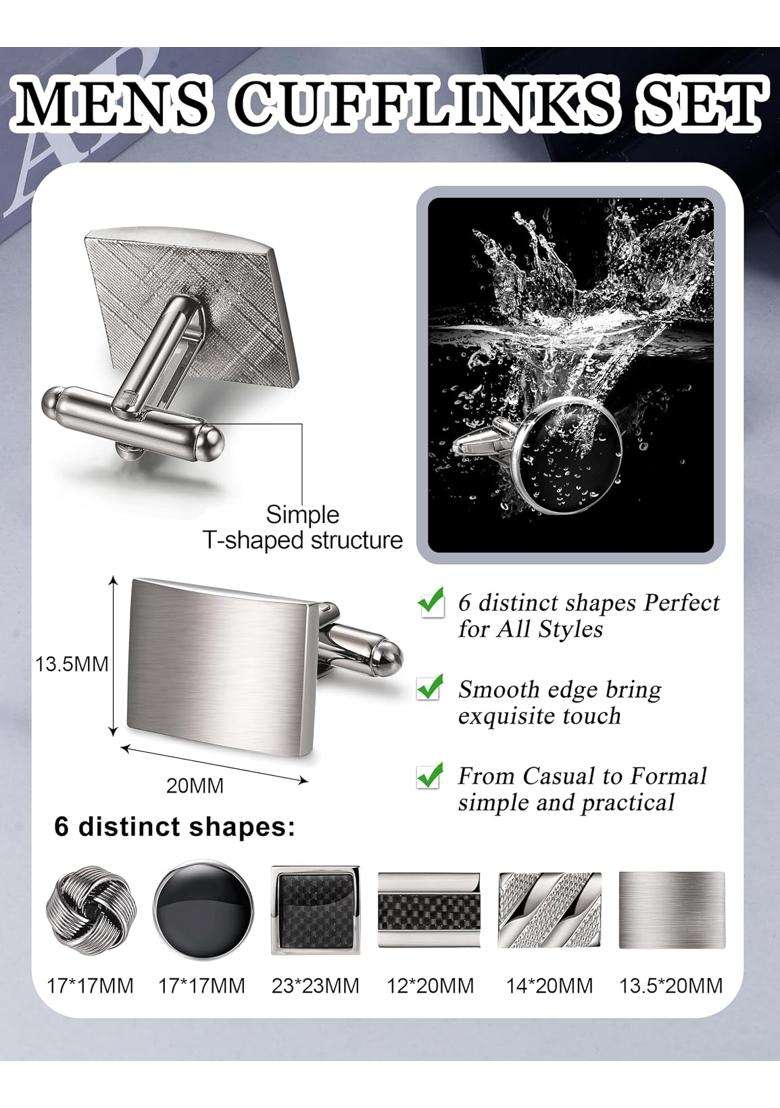 FIBO Steel 4 8 Pairs Wedding Business Classic Cufflinks for Men Unique Cufflink Set Mens - Indya