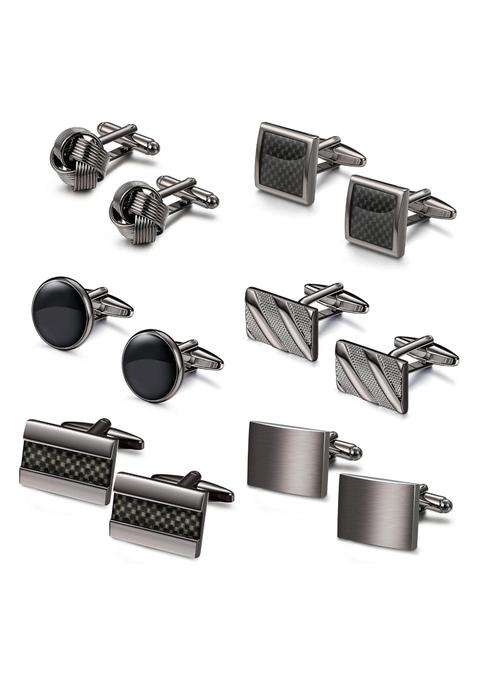 FIBO Steel 4 8 Pairs Wedding Business Classic Cufflinks for Men Unique Cufflink Set Mens