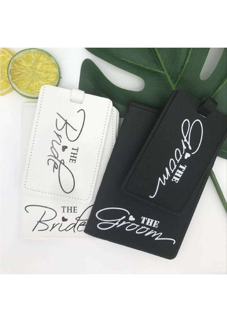 Snogisa Mr and Mrs Passport Covers and Luggage Tags Gift Set Couple Passport Holder for Honeymoon White - Indya