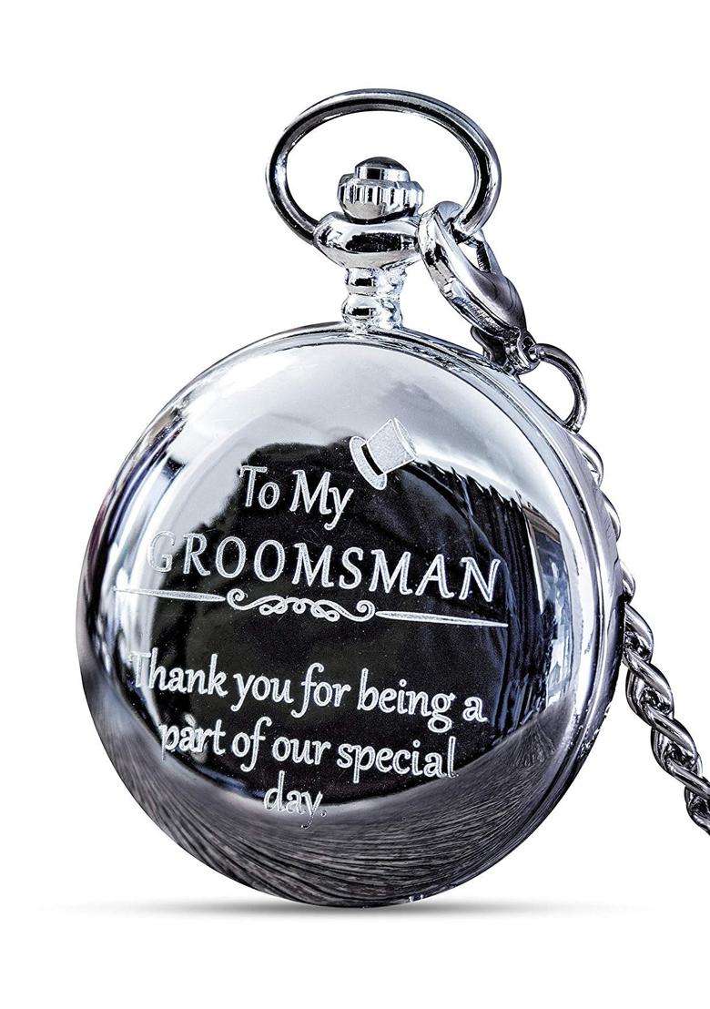 FJ Frederick James Groomsmen Gifts for Wedding or Proposal Engraved to My Groomsman Pocket Watch - Indya