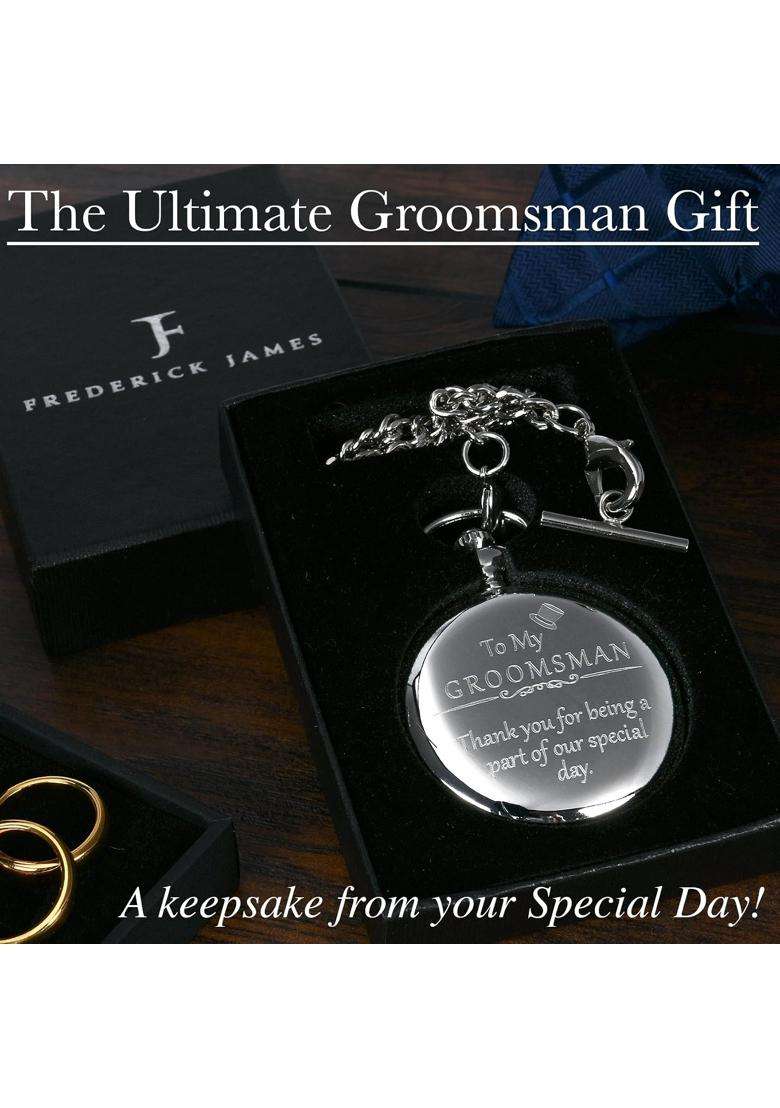 FJ Frederick James Groomsmen Gifts for Wedding or Proposal Engraved to My Groomsman Pocket Watch - Indya