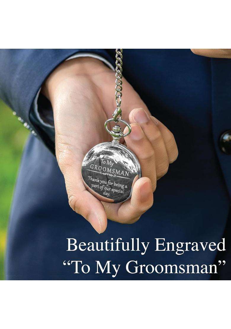 FJ Frederick James Groomsmen Gifts for Wedding or Proposal Engraved to My Groomsman Pocket Watch - Indya