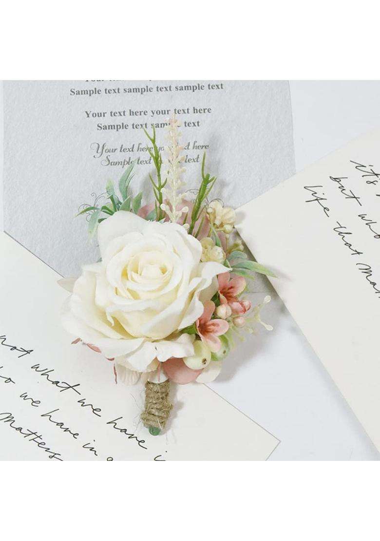 Mafeloe Artificial Wrist Corsage Set Grooms Groomsmen Bridal Bridesmaids Boutonniere Wrist Flowers Suit - Indya