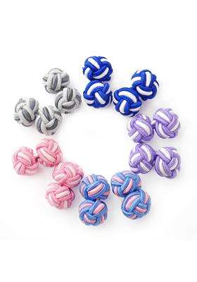 Honey BEAR Silk Knot Fabric Cufflinks 5 Pairs Set for Mens Shirt Gift