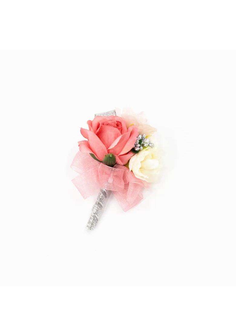 Ansuma Prom Rose Corsage Boutonniere Set Real Touch Flowers for Bride Bridesmaid Man Groom - Indya