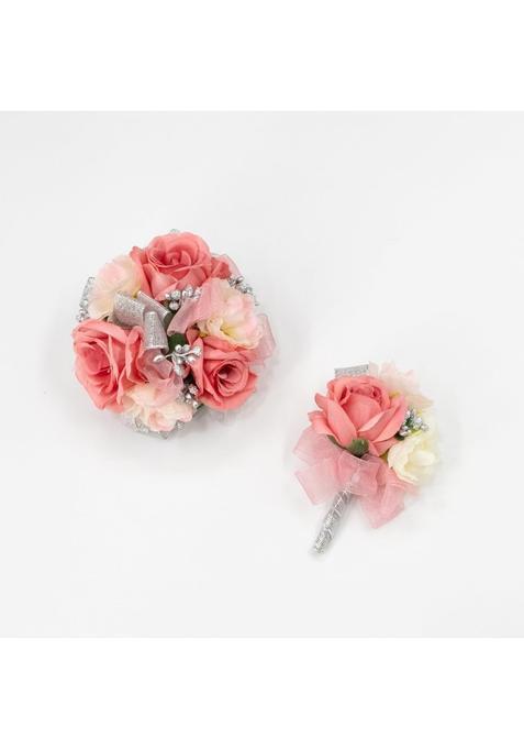 Ansuma Prom Rose Corsage Boutonniere Set Real Touch Flowers for Bride Bridesmaid Man Groom