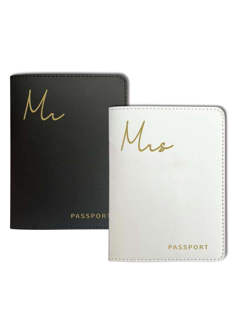 Mr and Mrs Gifts Matching Passport Holders for Bride and Groom Mr and Mrs Gold Foil Logo Honeymoon Travel - Indya