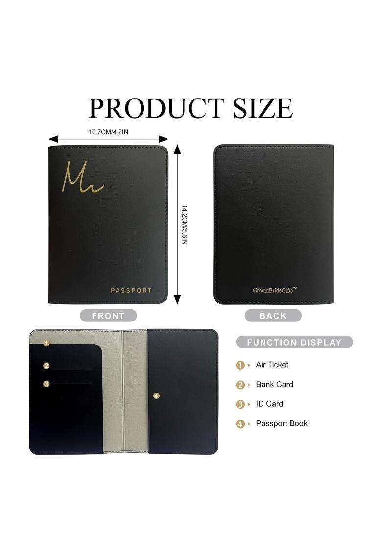 Mr and Mrs Gifts Matching Passport Holders for Bride and Groom Mr and Mrs Gold Foil Logo Honeymoon Travel - Indya