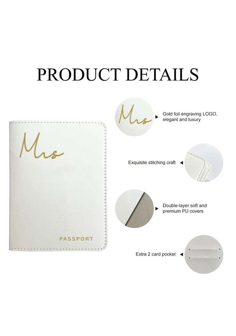 Mr and Mrs Gifts Matching Passport Holders for Bride and Groom Mr and Mrs Gold Foil Logo Honeymoon Travel - Indya
