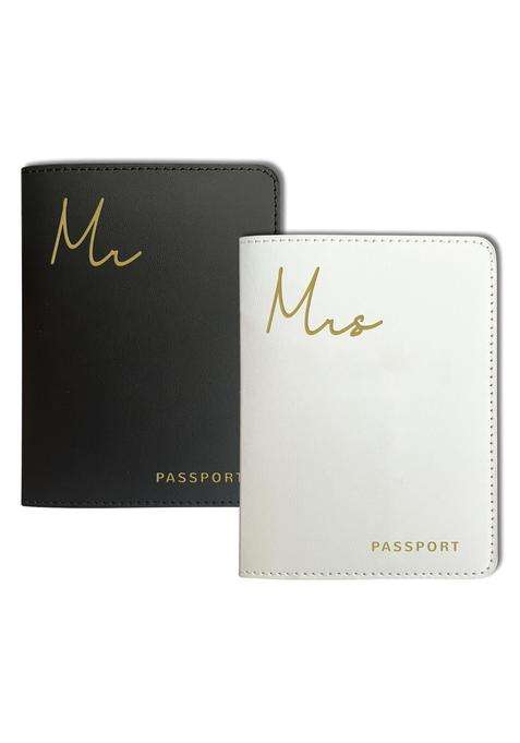 Mr and Mrs Gifts Matching Passport Holders for Bride and Groom Mr and Mrs Gold Foil Logo Honeymoon Travel