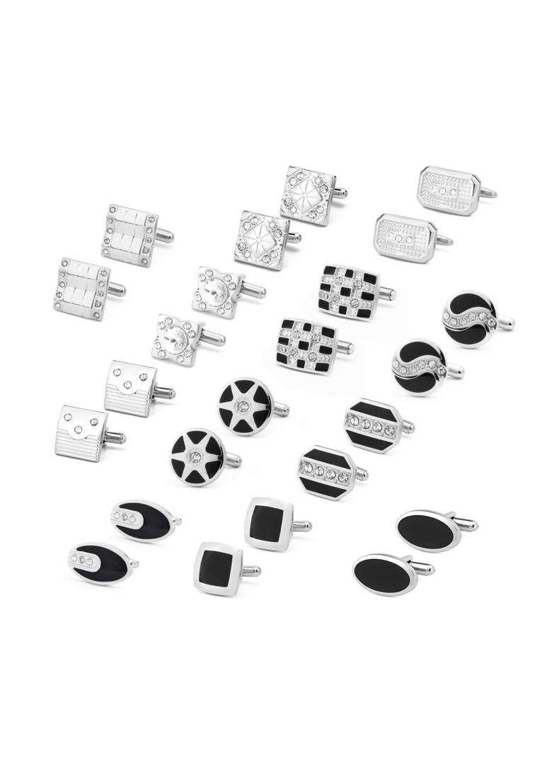 Wynameleri Enamel Cufflinks Cuff Links Pairs in Gift Box Set of 12 - Indya
