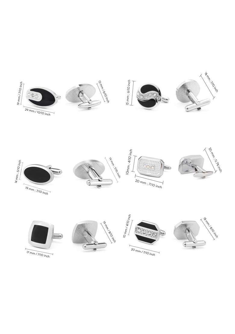 Wynameleri Enamel Cufflinks Cuff Links Pairs in Gift Box Set of 12 - Indya