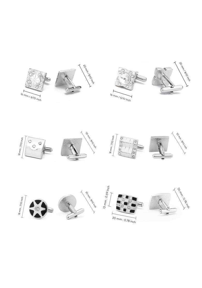 Wynameleri Enamel Cufflinks Cuff Links Pairs in Gift Box Set of 12 - Indya