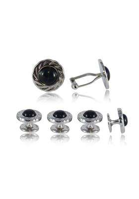 Cuff Daddy Blue Wedding Cufflinks and Studs Tuxedo Formal Set with Travel Presentation Gift Box for Groom