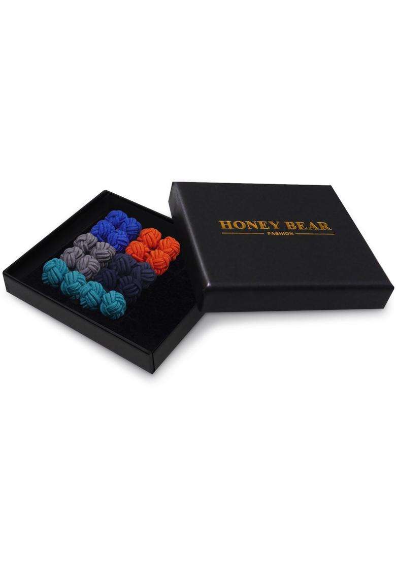 Honey BEAR Silk Knot Fabric Cufflinks 5 Pairs Set for Mens Shirt Gift - Indya
