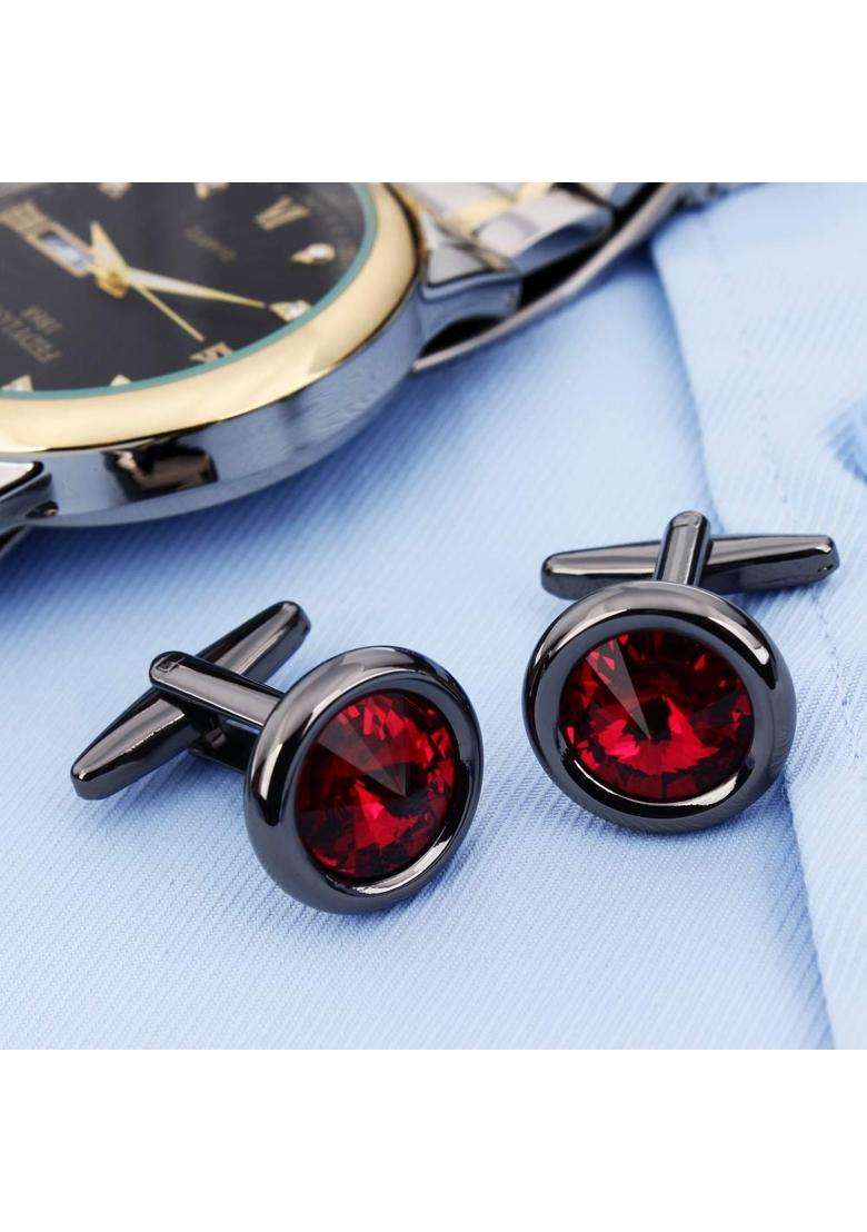 Hawson Cufflinks Set for Men and Women with Swarovski Crystal Cuff Links for Formal Business Wedding Shirts - Indya