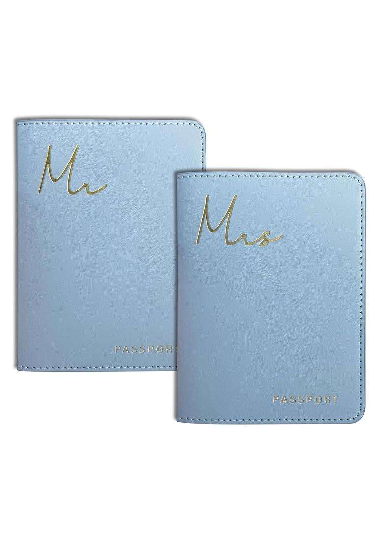 Mr and Mrs Gifts Matching Passport Holders for Bride and Groom Mr and Mrs Gold Foil Logo Honeymoon Travel - Indya