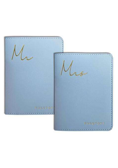 Mr and Mrs Gifts Matching Passport Holders for Bride and Groom Mr and Mrs Gold Foil Logo Honeymoon Travel