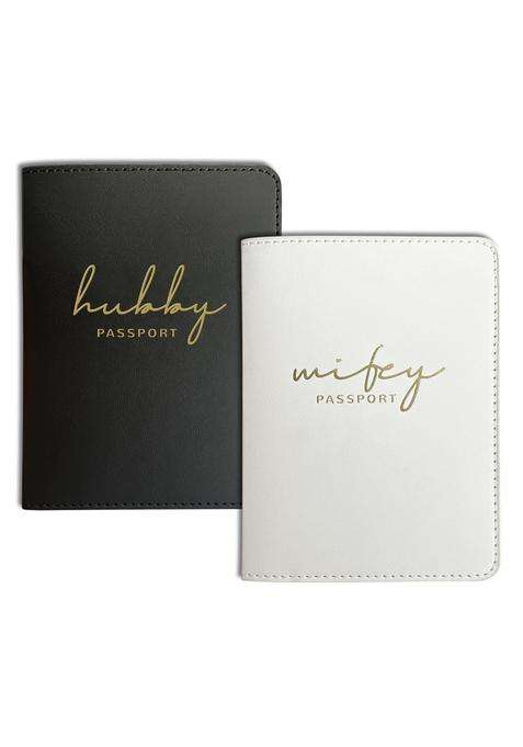 Mr and Mrs Gifts Matching Passport Holders for Bride and Groom Mr and Mrs Gold Foil Logo Honeymoon Travel