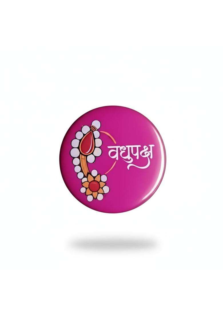 Paperoni Shaadi Function Badge Pins Elegant Designs Each for Groom and Bride Side Set of 2 - Indya