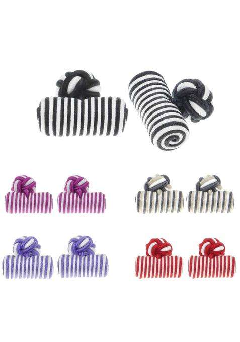 Honey BEAR Silk Knot Fabric Cufflinks 5 Pairs Set for Mens Womens Shirt Gift Cylinder Shape