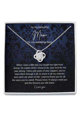 Gifts White Necklace Love Knot to Mom on My Wedding Day Mother of the Groom Gift From Son