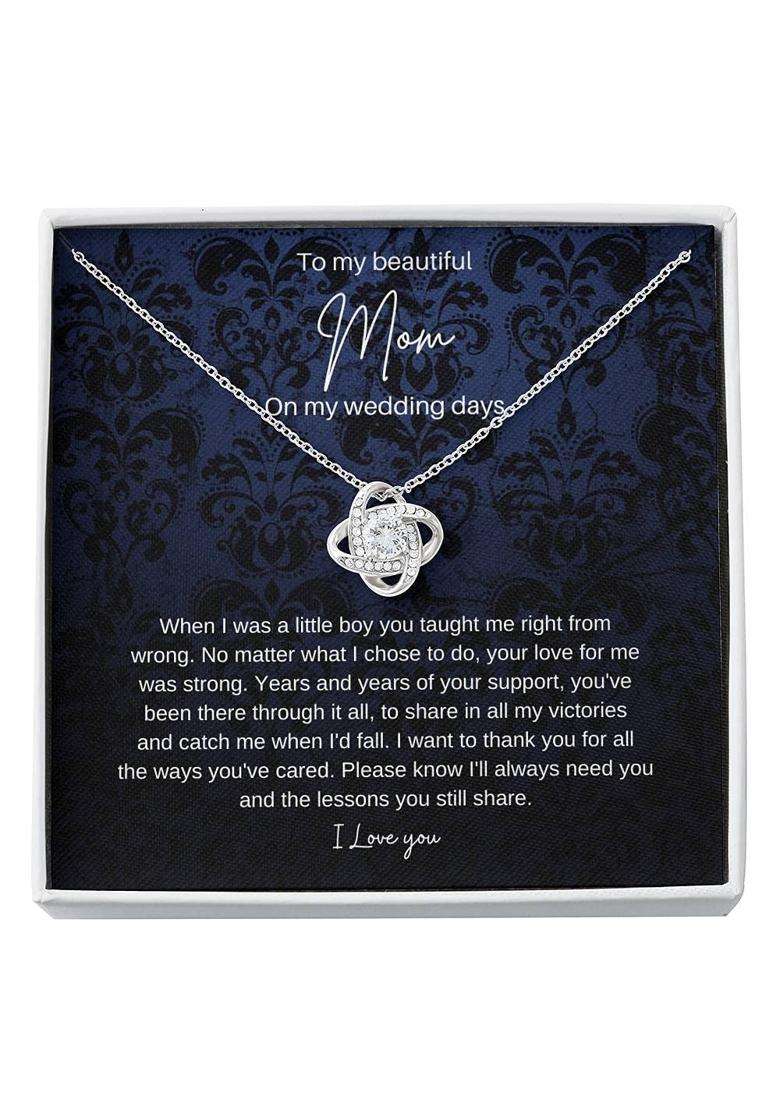 Gifts White Necklace Love Knot to Mom on My Wedding Day Mother of the Groom Gift From Son - Indya