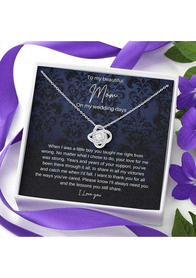 Gifts White Necklace Love Knot to Mom on My Wedding Day Mother of the Groom Gift From Son - Indya