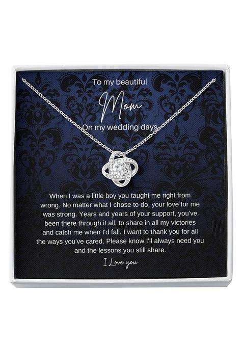Gifts White Necklace Love Knot to Mom on My Wedding Day Mother of the Groom Gift From Son