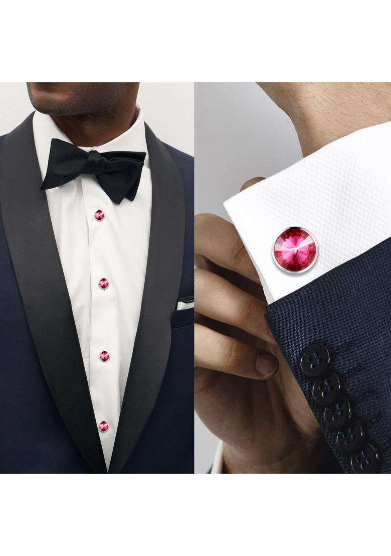 Hawson Crystal Cuff Links and Studs Set for Mens Tuxedo Shrit Accessories - Indya