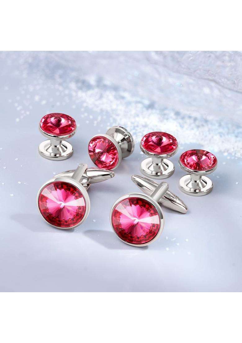 Hawson Crystal Cuff Links and Studs Set for Mens Tuxedo Shrit Accessories - Indya