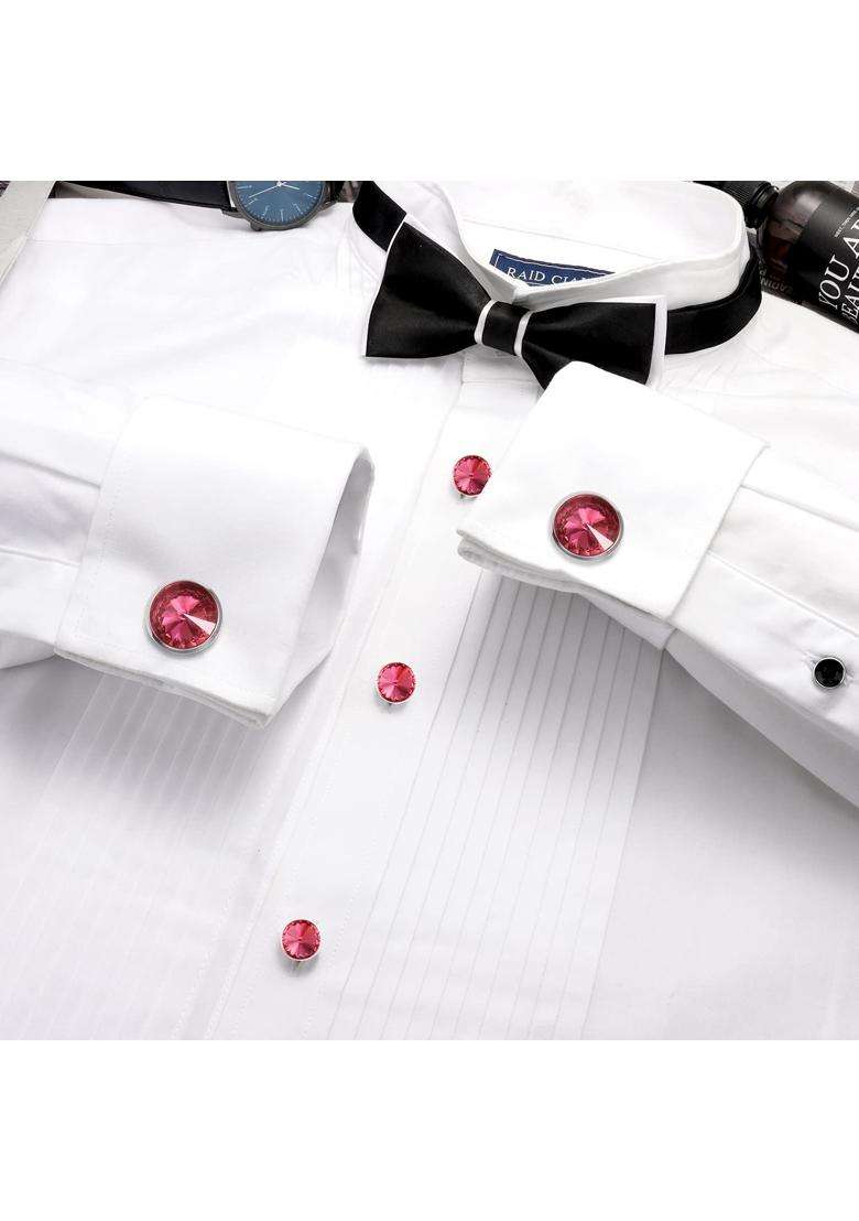 Hawson Crystal Cuff Links and Studs Set for Mens Tuxedo Shrit Accessories - Indya