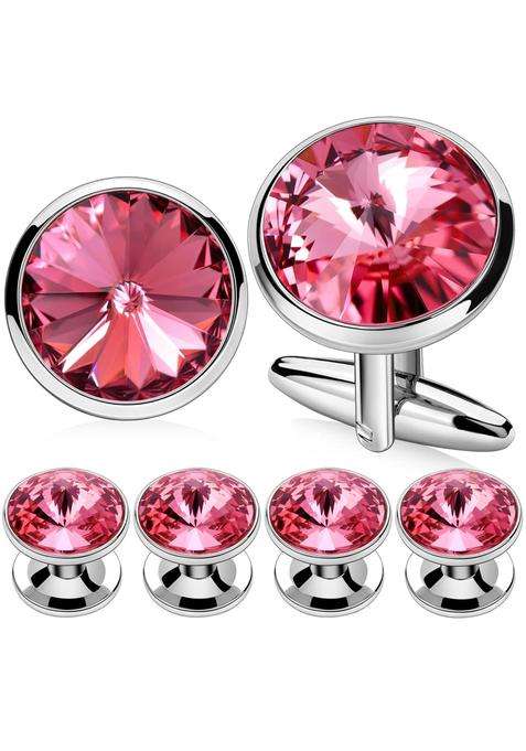Hawson Crystal Cuff Links and Studs Set for Mens Tuxedo Shrit Accessories