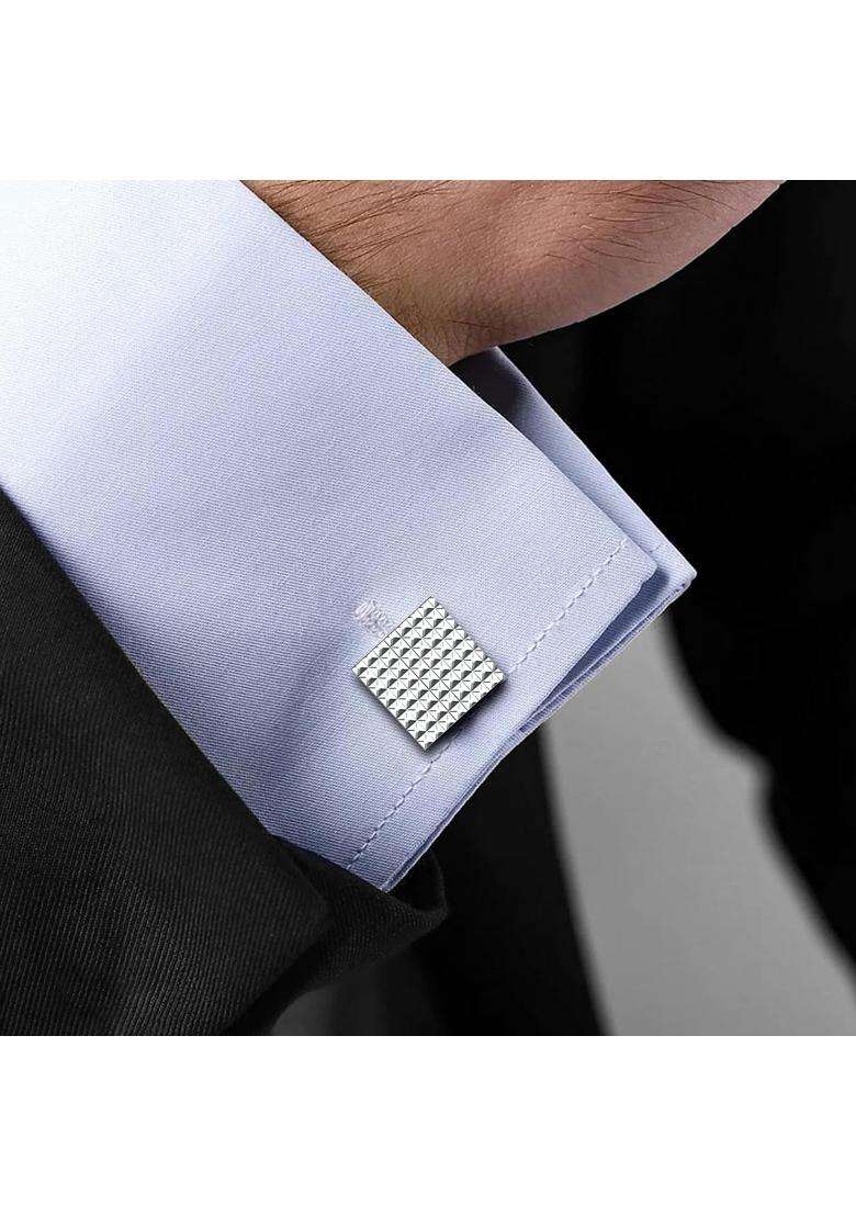 Lecalla 925 Sterling Silver Cufflinks for Men Classic Shirts Accessories Cufflinks Gifts for Son Dad - Indya