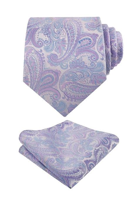 Alizeal Handmade Paisley Floral Tie with Pocket Square Gift Set