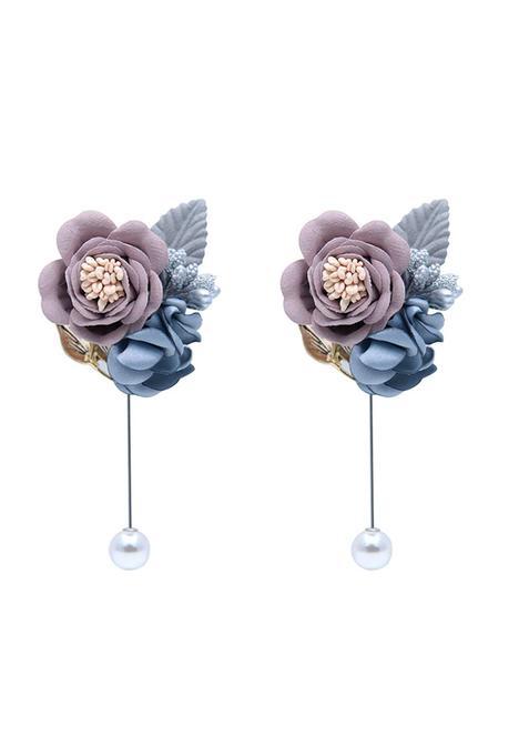 Buueerr Boutonniere Bridegroom Groom Mens Boutonniere Boutineer with Pin Mens Suit Decoration Pack of 2