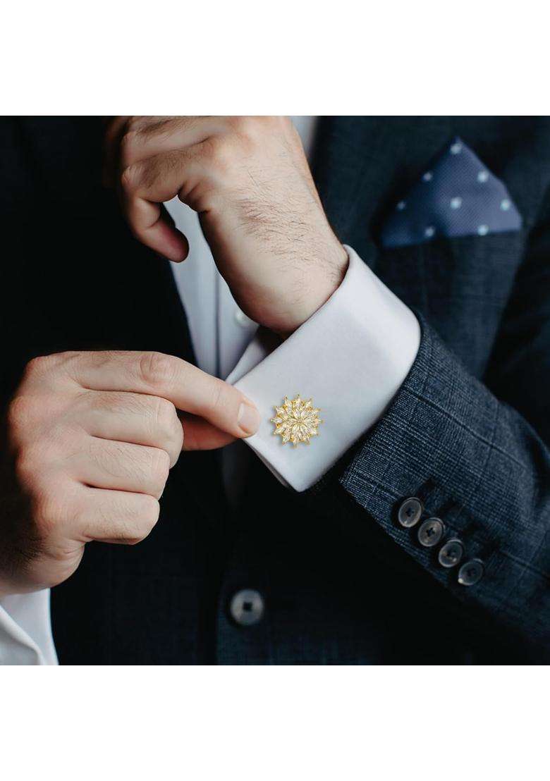 Hawson Cuff Links Mens with Crystal Gift Box Packed Mens Jewelry or Accessories Gold Cufflinks for Men - Indya