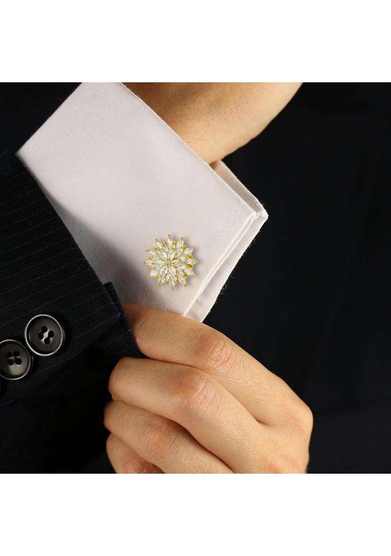 Hawson Cuff Links Mens with Crystal Gift Box Packed Mens Jewelry or Accessories Gold Cufflinks for Men - Indya